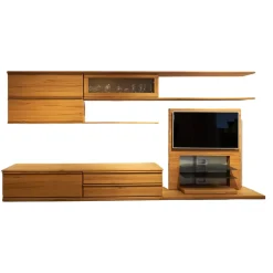 Wohnwand Opus Kernbuche Mit Drei Schubladen Und Drei Klappen