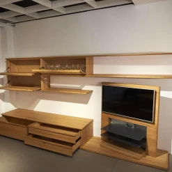 Wohnwand Opus Kernbuche Mit Drei Schubladen Und Drei Klappen