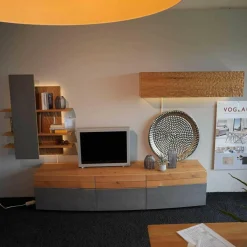 Wohnwand Opus Wildeiche Akzent Beton