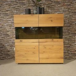 Wohnwand Opus Wildeiche Rustiko Akzent Beton Inklusive Highboard Und Sideboard