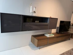 Wohnwand Pass Word Korpus Lack Matt Blei Grau Front Eukalyptus Und Lack Glänzend Blei Grau