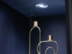 Wohnwand Persis Eiche Massiv Anthrazit Reliefglass Anthrazit Metallrahmen Edelstahl Mit Beleuchtung