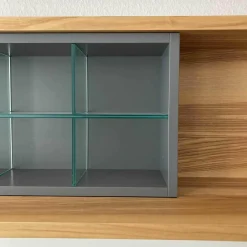 Wohnwand Pesaro Dunkelgrau Kernesche mit Beleuchtung