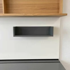 Wohnwand Pesaro Dunkelgrau Kernesche mit Beleuchtung