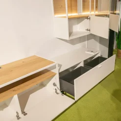 Wohnwand Plan X6 Lack Kristallweiß Matt Weiß Wildeiche Hell Soft Gebürstet Geölt Inklusive Beleuchtungspaket