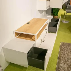 Wohnwand Plan X6 Lack Kristallweiß Matt Weiß Wildeiche Hell Soft Gebürstet Geölt Inklusive Beleuchtungspaket