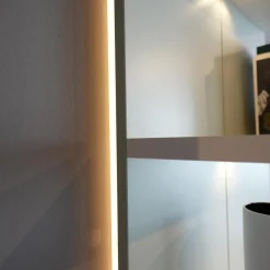 Wohnwand Plan X Lack Weiß Matt Absetzung Jadegrün Matt Inklusive Beleuchtung Mit Regal Ohne Fernseher