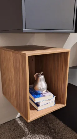 Wohnwand pl.Cera Lack Anthrazit Nussbaum Natur Furniert