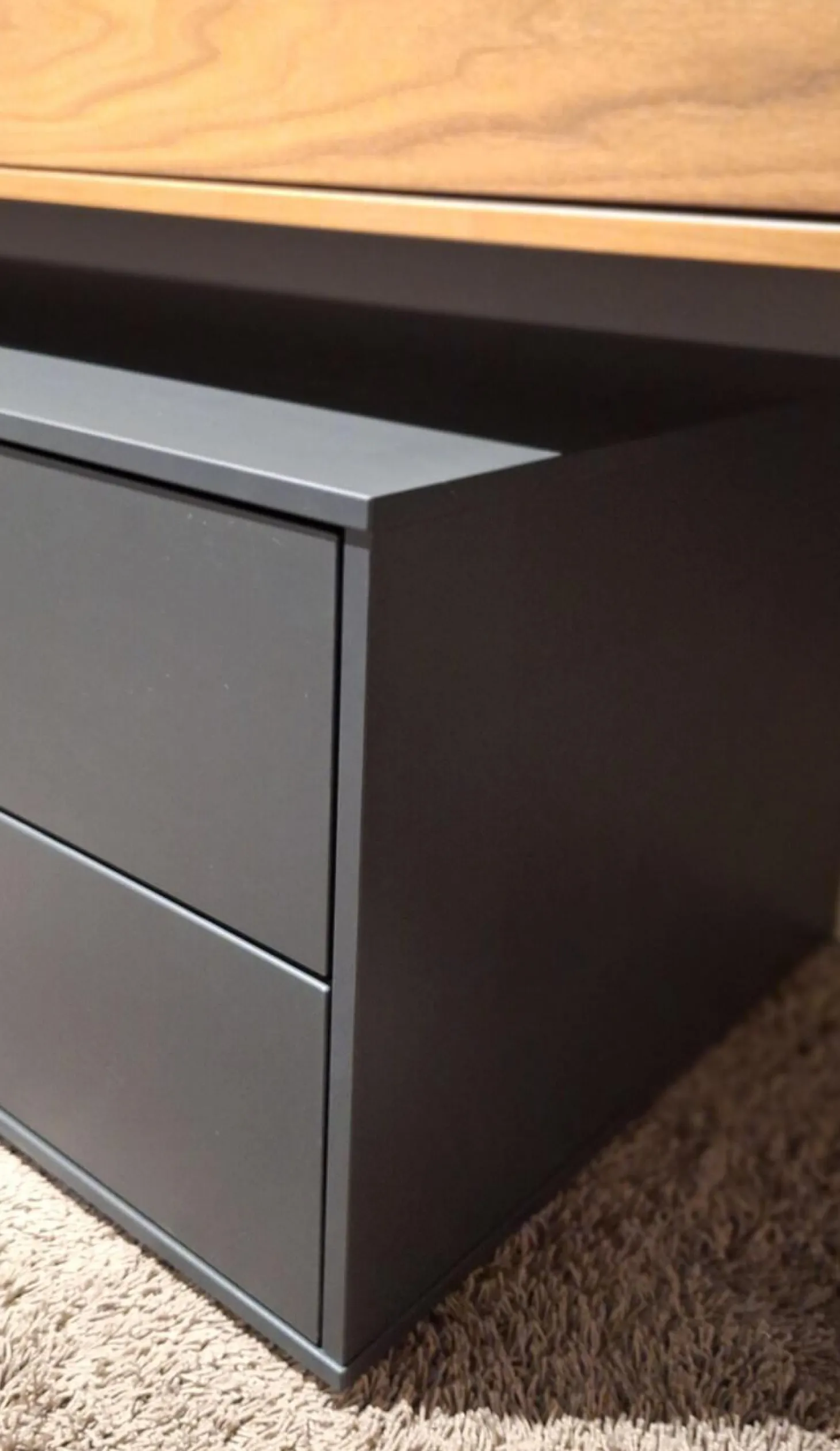 Wohnwand pl.Cera Lack Anthrazit Nussbaum Natur Furniert