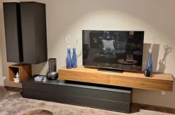 Wohnwand pl.Cera Lack Anthrazit Nussbaum Natur Furniert