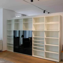 Wohnwand Regal Studimo Front Klarglas Schwarz Korpus Weiß in M01