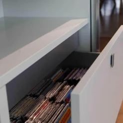 Wohnwand Regal Studimo Front Klarglas Schwarz Korpus Weiß in M01