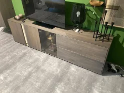 Wohnwand Saratoga Buche Massiv Geölt Silbergrau Grau Braun Inklusive Beleuchtung