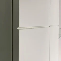 Wohnwand Scalic Lack Weiß Natureiche Lowboard Hängeelement Glas-Hängeelement