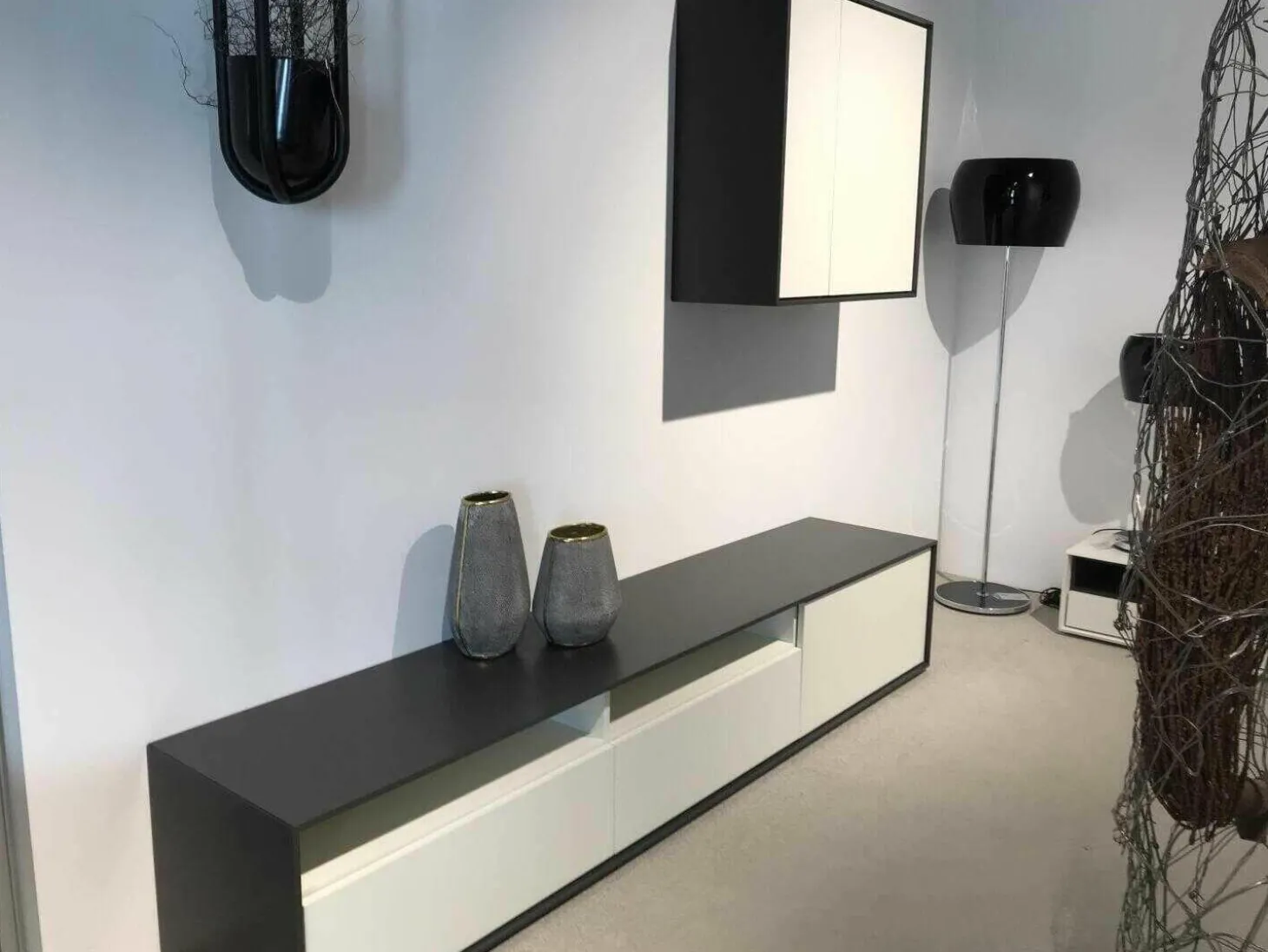 Wohnwand Scopia Holz Lackiert Weiß Grau