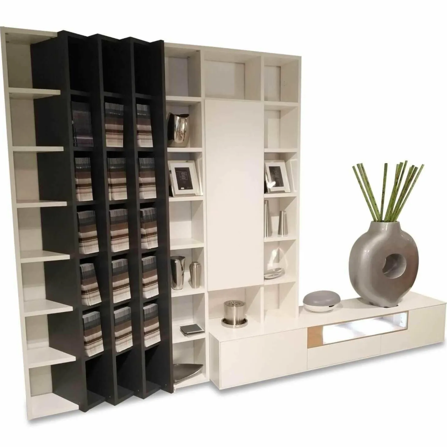 Wohnwand SE 7000 Lack Weiß Anthrazit