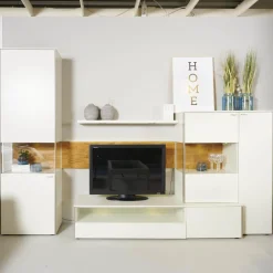 Wohnwand Sentino Lack Weiß Matt Inklusive Beleuchtung