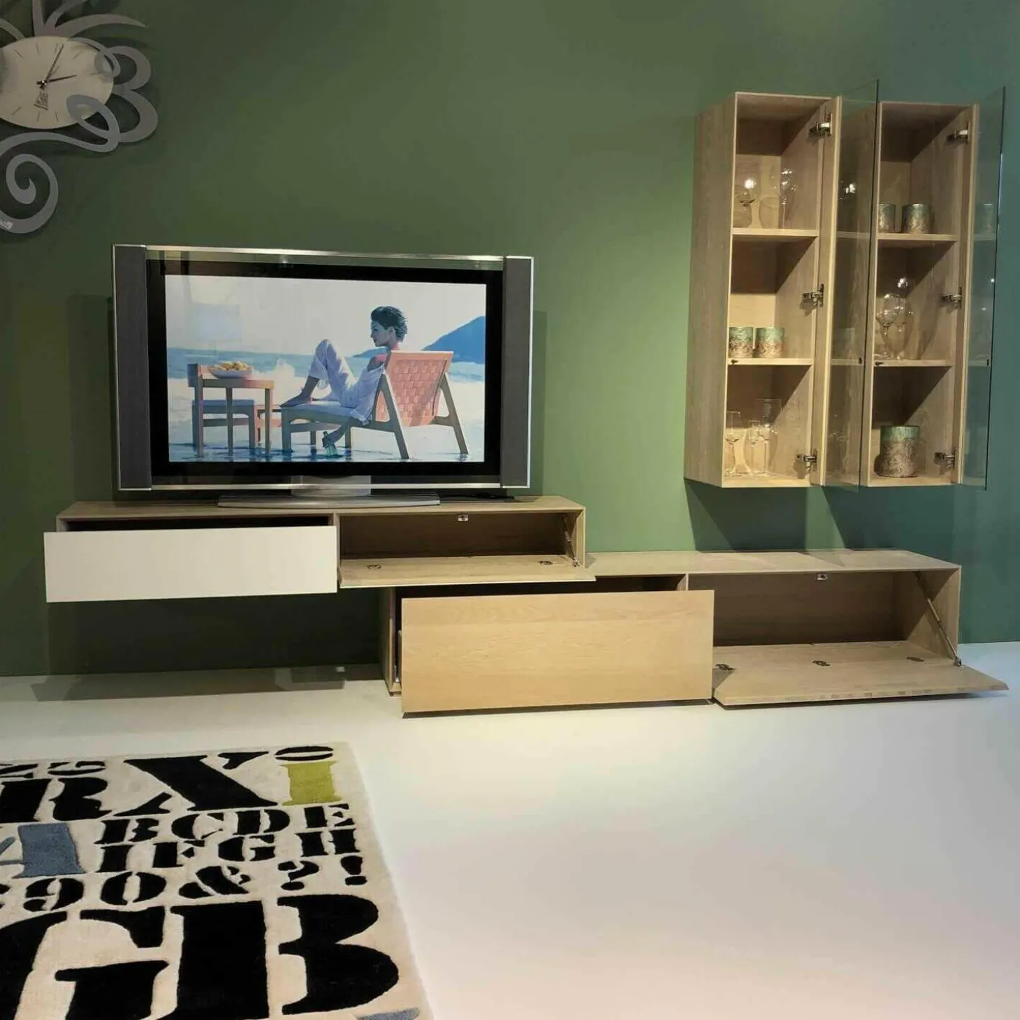 Wohnwand Sigma Astig Weiß RAL 9010 Satinato Pigment Öl