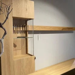 Wohnwand Signatura Rustikale Asteiche Bianco Akzente In Satinierten Bronzeglas Nickelfarbig Nickelfarbig