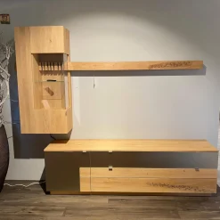 Wohnwand Signatura Rustikale Asteiche Bianco Akzente In Satinierten Bronzeglas Nickelfarbig Nickelfarbig