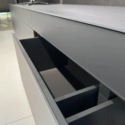 Wohnwand Soma Lack Und Glas Graphit Matt Grau Mit Paneelsystem Nussbaum Massivoptik Und Beleuchtung