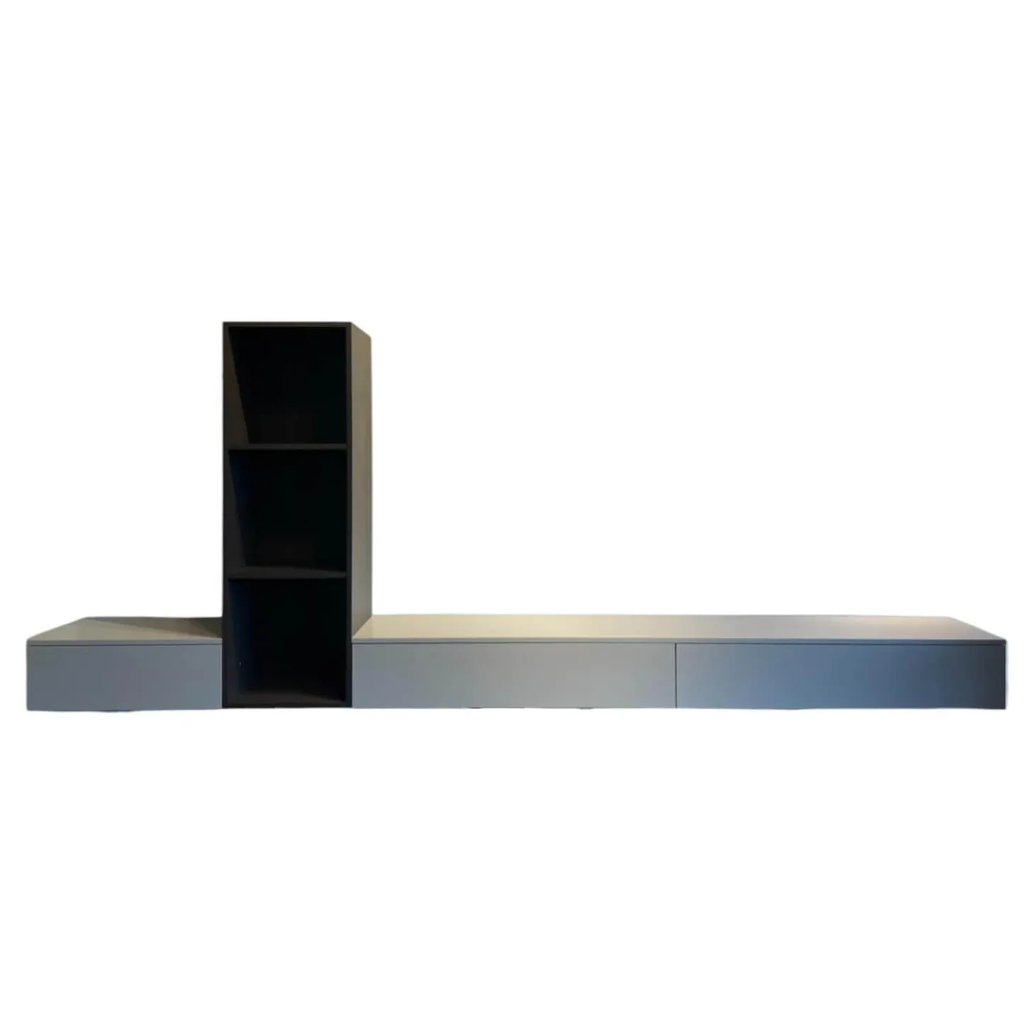 Wohnwand Tavi Lack M 23 Muschel Grau Mit Eiche D83 Achat Schwarz