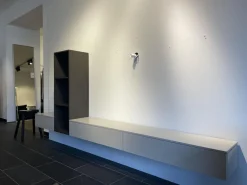 Wohnwand Tavi Lack M 23 Muschel Grau Mit Eiche D83 Achat Schwarz