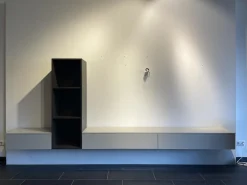 Wohnwand Tavi Lack M 23 Muschel Grau Mit Eiche D83 Achat Schwarz