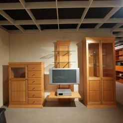 Wohnwand Tessin Buche Massiv Mit Beleuchtung Und Flachtrafo