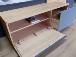 Wohnwand V Montanara Wildeiche Geölt Frontglas Montegrau Inklusive Beleuchtung