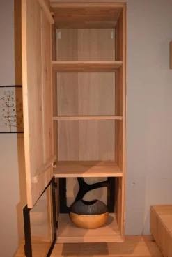 Wohnwand Valero Asteiche Massiv Bianco Geölt Front Klarglas