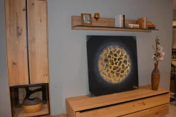 Wohnwand Valero Asteiche Massiv Bianco Geölt Front Klarglas