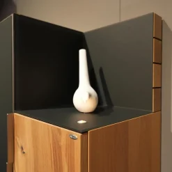 Wohnwand Valpin Eiche Altholz Braun Akzent Colorglas