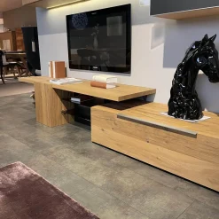 Wohnwand V-Alpin Eiche Altholz Glas Anthrazit