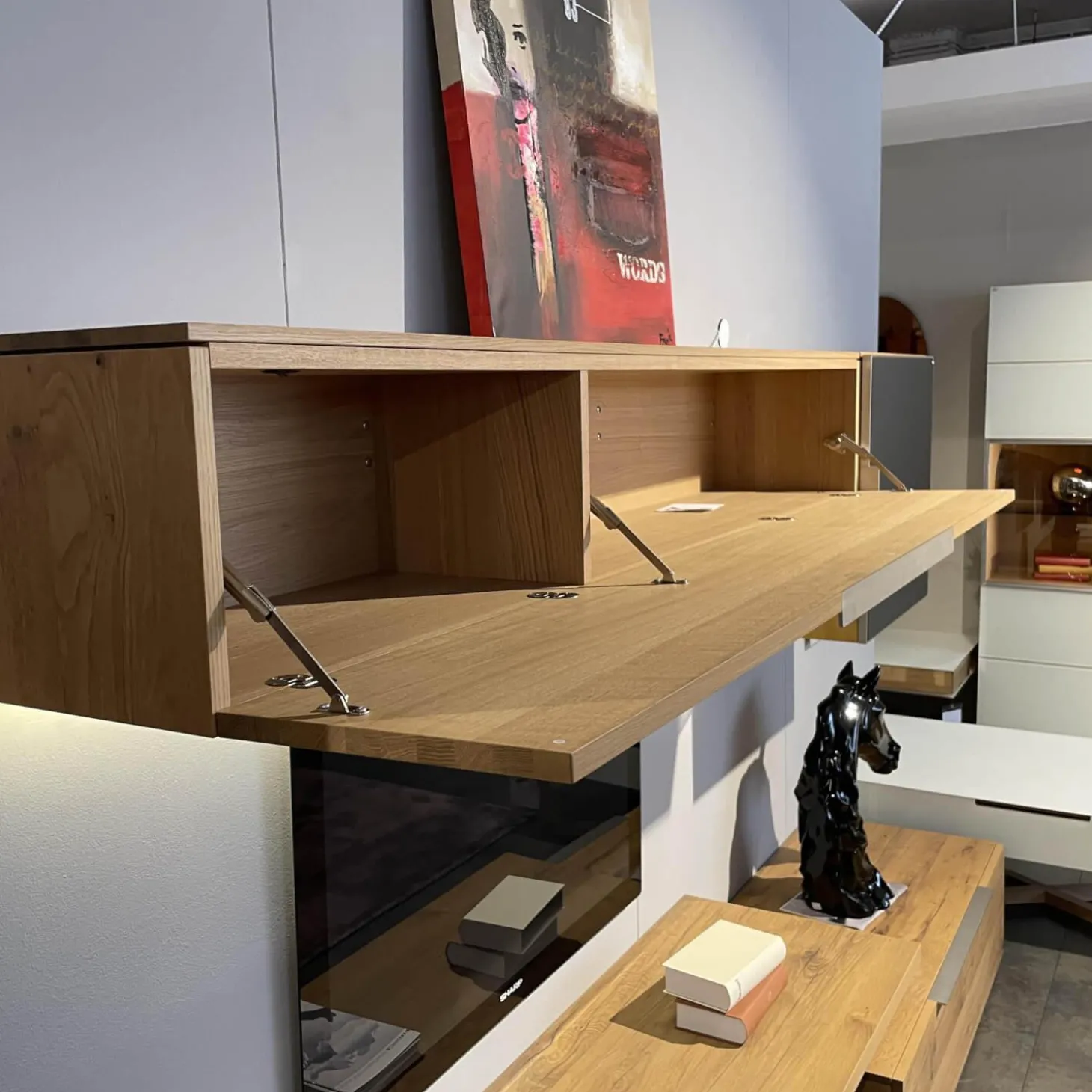 Wohnwand V-Alpin Eiche Altholz Glas Anthrazit