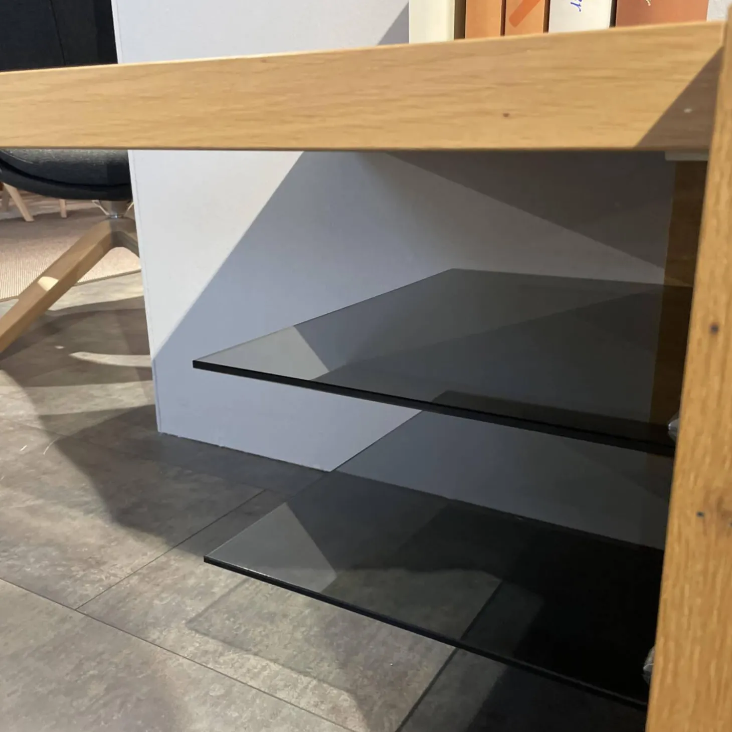 Wohnwand V-Alpin Eiche Altholz Glas Anthrazit