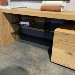 Wohnwand V-Alpin Eiche Altholz Glas Anthrazit