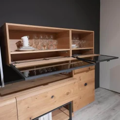 Wohnwand Vcuben Living Set Wildeiche Rustico Schwarz Inklusive LED-Beleuchtung