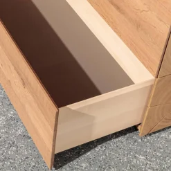 Wohnwand Vera 7210W Kerneiche Umato Massiv Oberfläche Sägegrau Gebürstet Lackiert Applikation Metall Titan Mit Beleuchtung