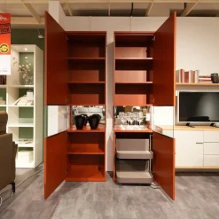 Wohnwand Vienna 35 35009 Lack Ziegelrot Rot Und Lack Grau Inklusive Beleuchtung