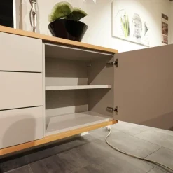 Wohnwand Vienna 35 35009 Lack Ziegelrot Rot Und Lack Grau Inklusive Beleuchtung