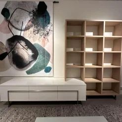 Wohnwand Vision Eiche Weiß Geölt Tv-Board Weiß Lackiert Füße Metall Ohne Bild