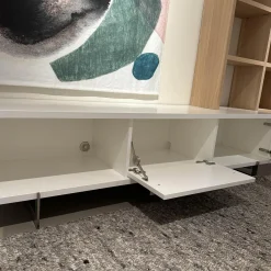 Wohnwand Vision Eiche Weiß Geölt Tv-Board Weiß Lackiert Füße Metall Ohne Bild