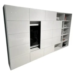 Wohnwand Vita Lack Grauweiß Matt Und Hochglanz Mit Schiebetüren Ohne Deko