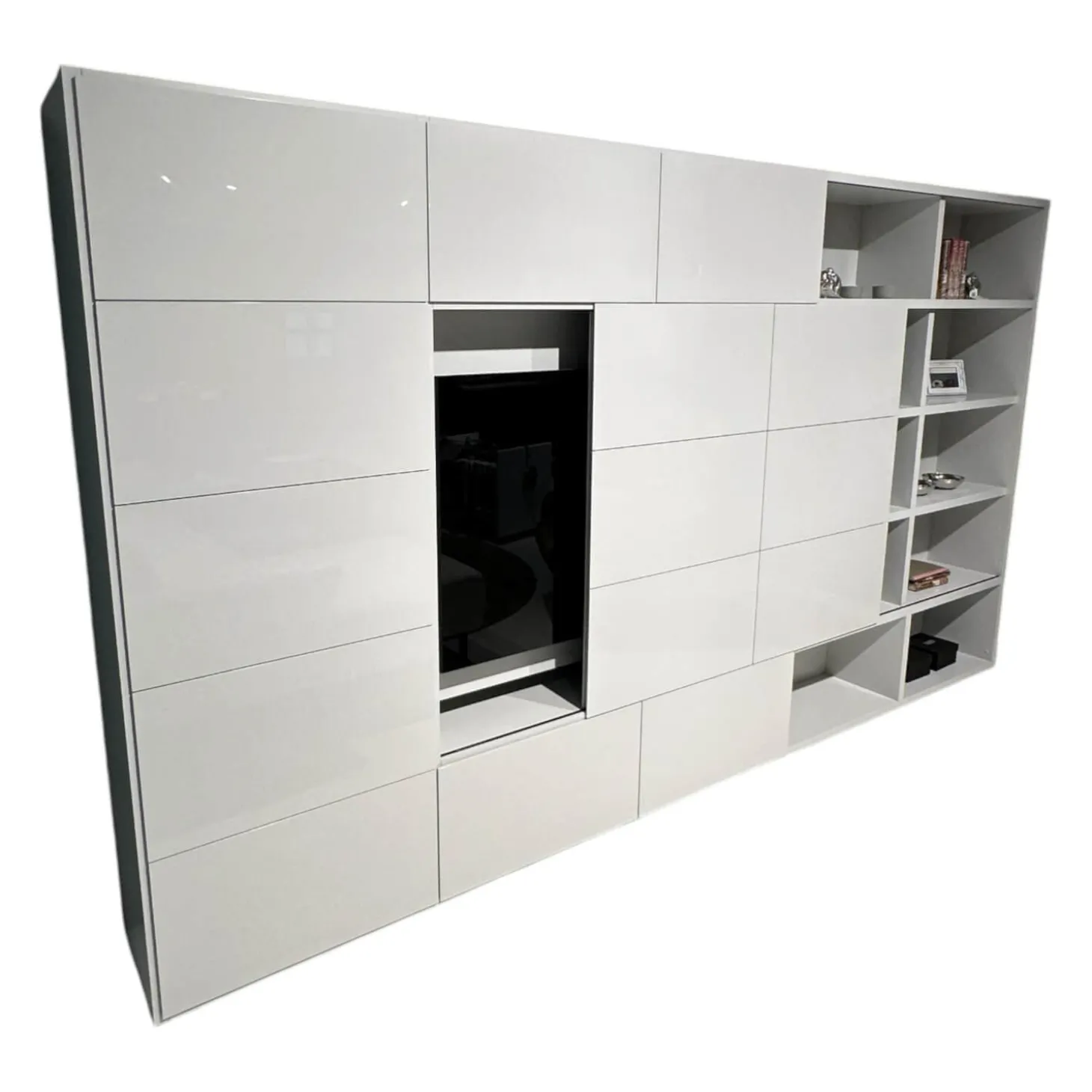 Wohnwand Vita Lack Grauweiß Matt Und Hochglanz Mit Schiebetüren Ohne Deko