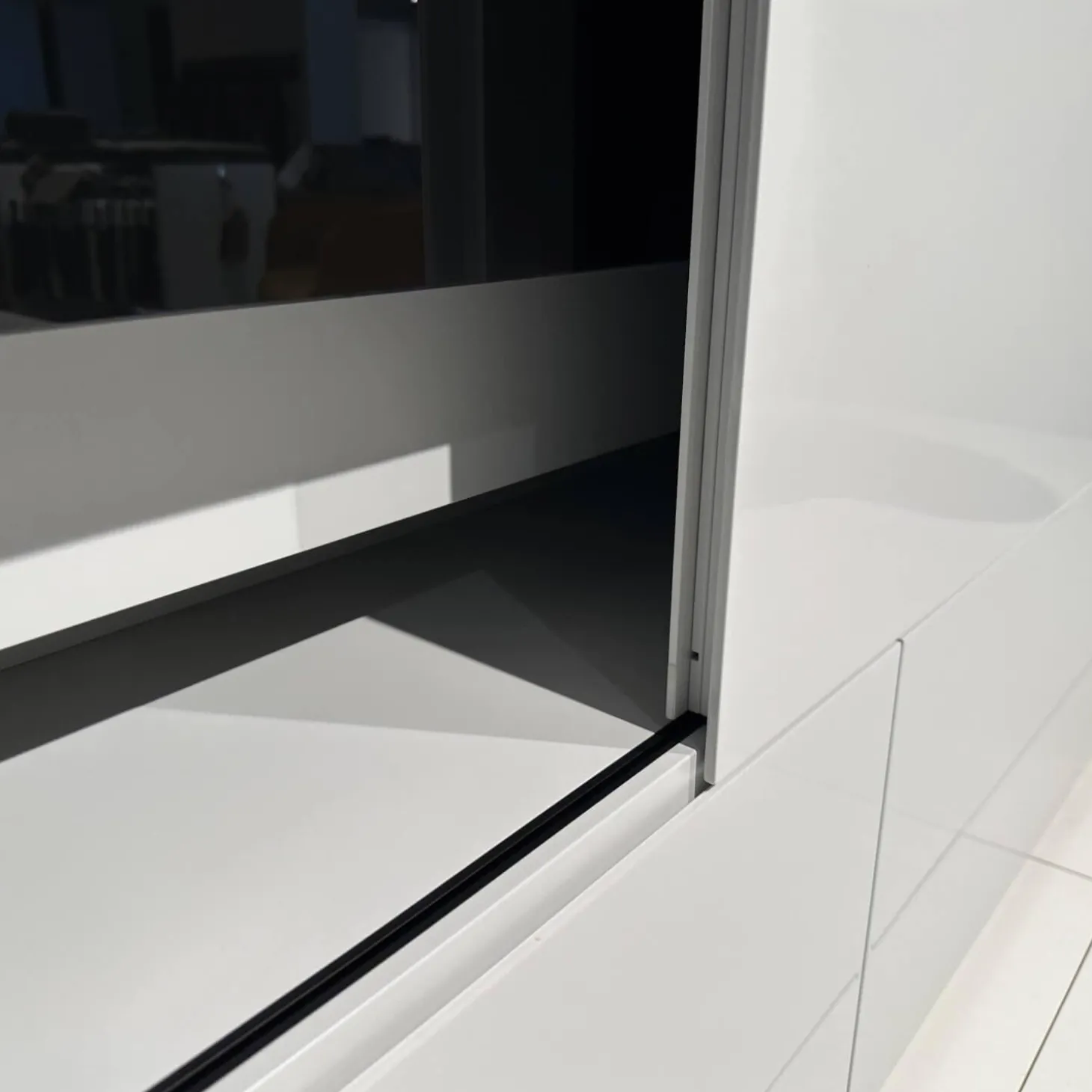 Wohnwand Vita Lack Grauweiß Matt Und Hochglanz Mit Schiebetüren Ohne Deko