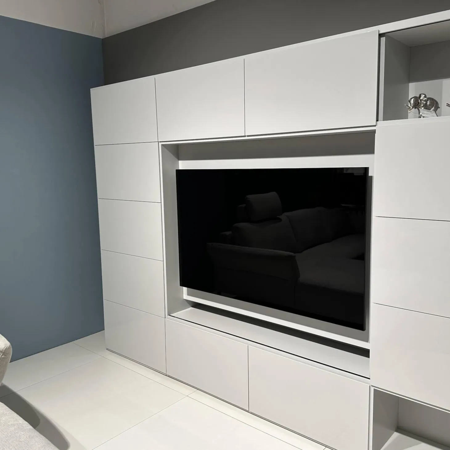 Wohnwand Vita Lack Grauweiß Matt Und Hochglanz Mit Schiebetüren Ohne Deko