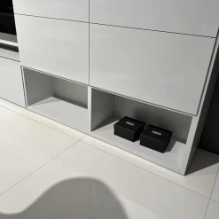 Wohnwand Vita Lack Grauweiß Matt Und Hochglanz Mit Schiebetüren Ohne Deko