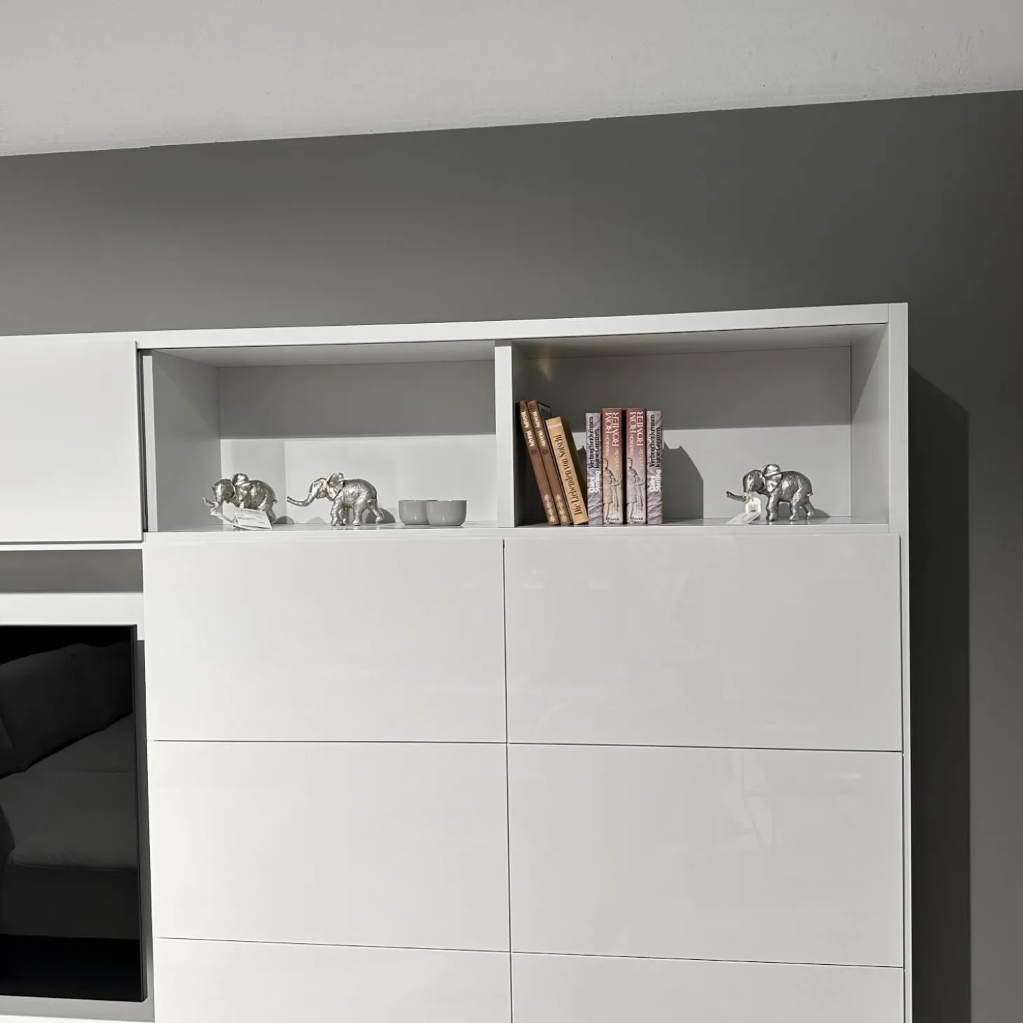 Wohnwand Vita Lack Grauweiß Matt Und Hochglanz Mit Schiebetüren Ohne Deko