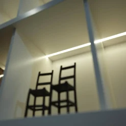 Wohnwand Vita Weiß Aluminium Mit Schiebetür Und Innenbeleuchtung